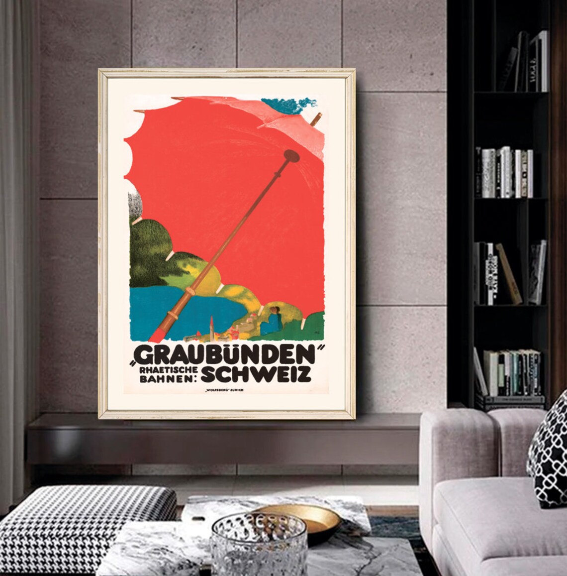 Augusto Giacometti Graubunden Rhaetische Bahnen Schweiz Travel Poster - Image 2