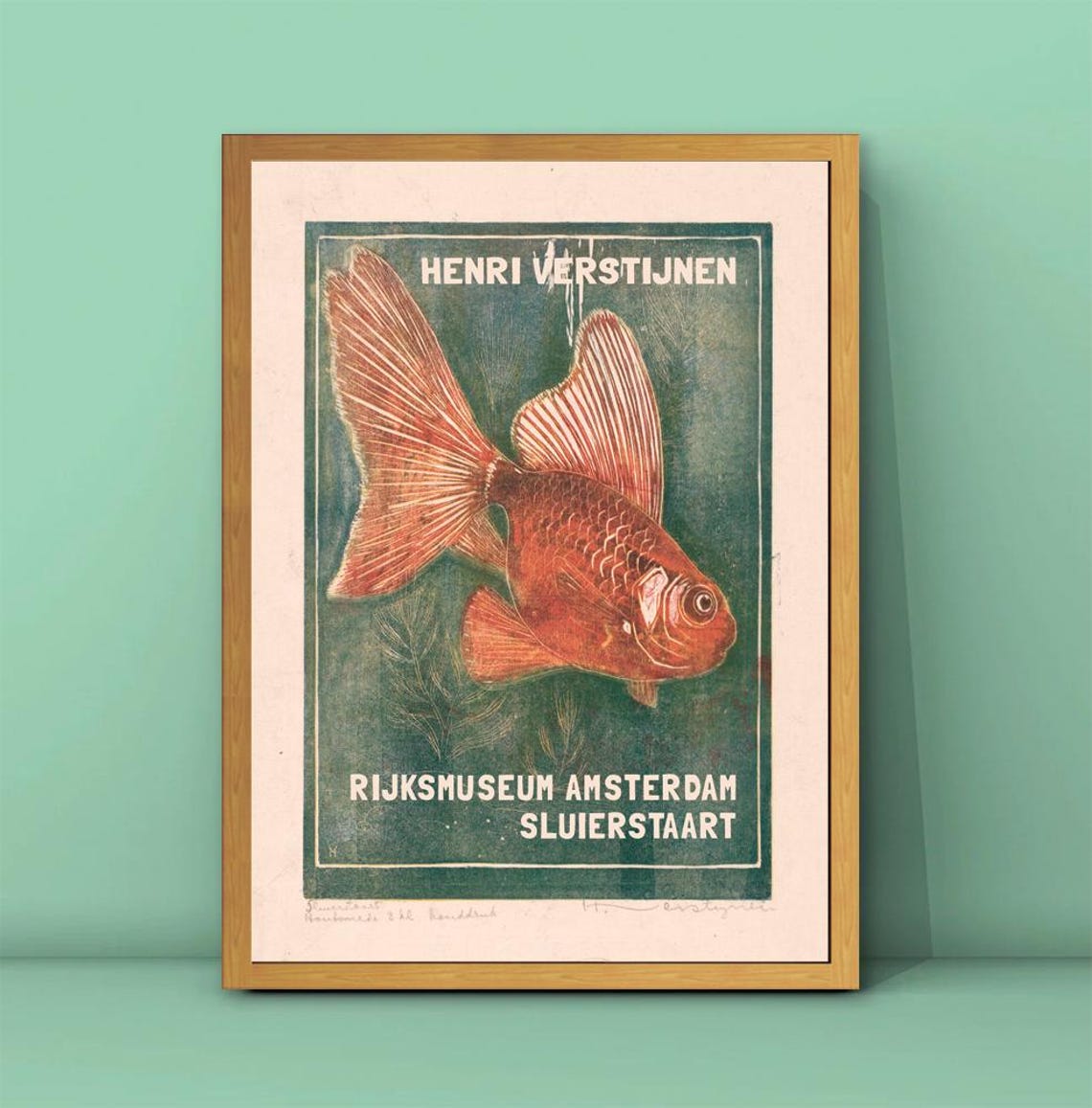 Henri Verstijnen Sluierstaart Print Goldfish In Art Vintage Fish Poster Drawings By Henri Verstijnen Goldfish Painting