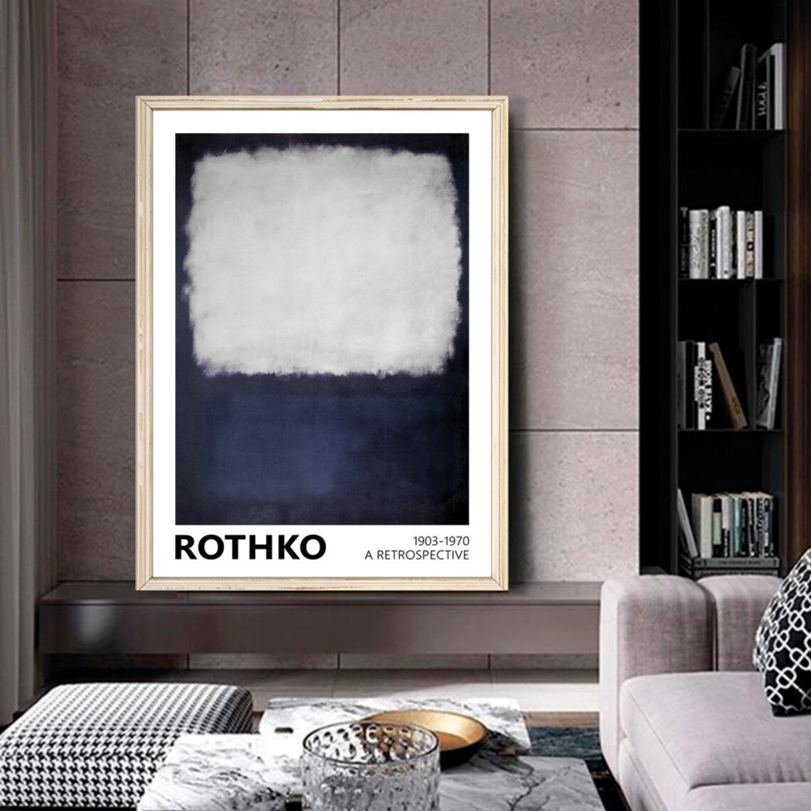 Mark Rothko White and Navy Blue Minimalist Retrospective Poster - Image 2