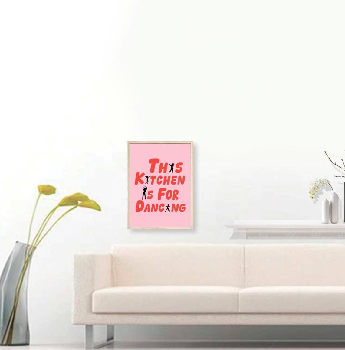 Aesthetic Kitchen Decor Cute Dance Art Red Pink Kitchen Wall Art Minimalist Heart Print Trendy Kitchen Poster - Image 3