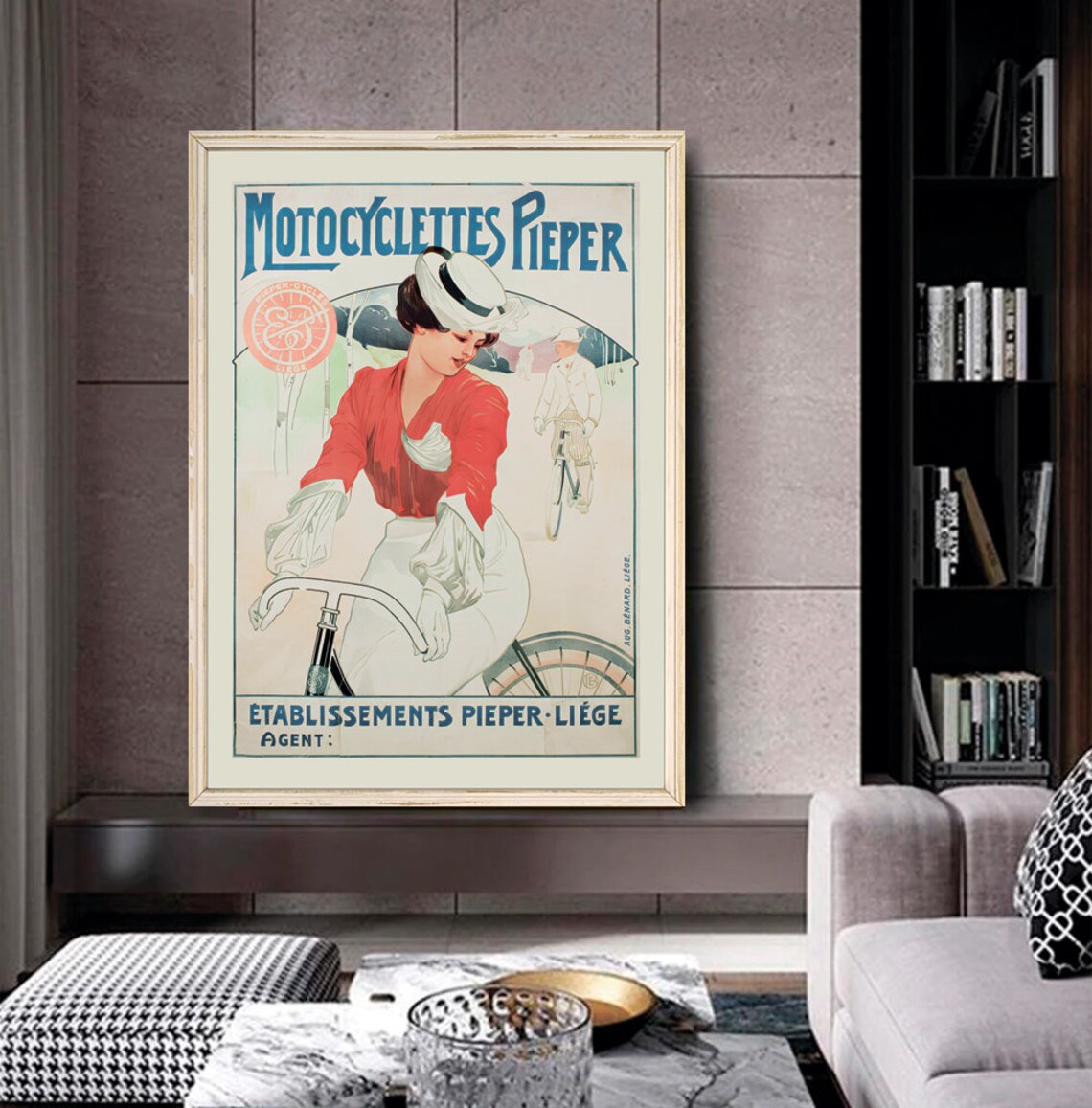 Motocyclettes Pieper Vintage French Bicycle Advertisement Art Poster - Image 2