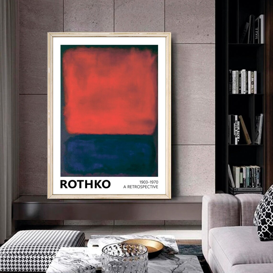 Mark Rothko Red Blue Abstract Retrospective Art Poster Vintage Wall Decor - Image 2