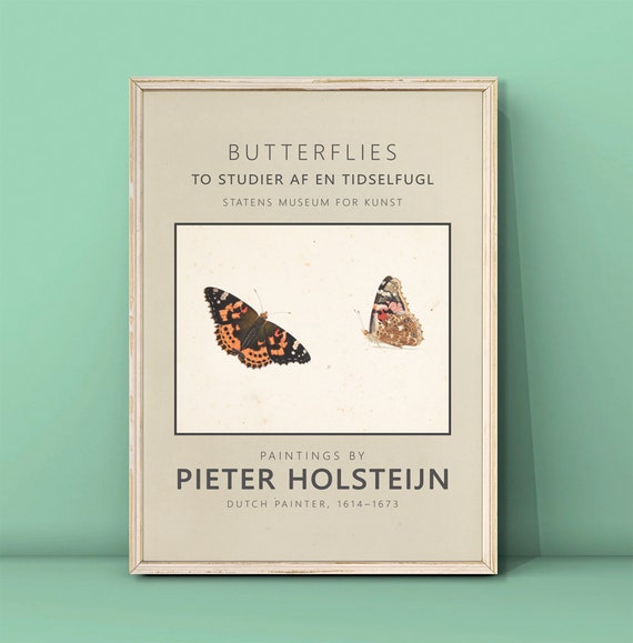 Pieter Holsteijn To Studier Af En Tidselfugl Prin T Colorful Butterfly Poster Watercolor Painting Butterflies In Art