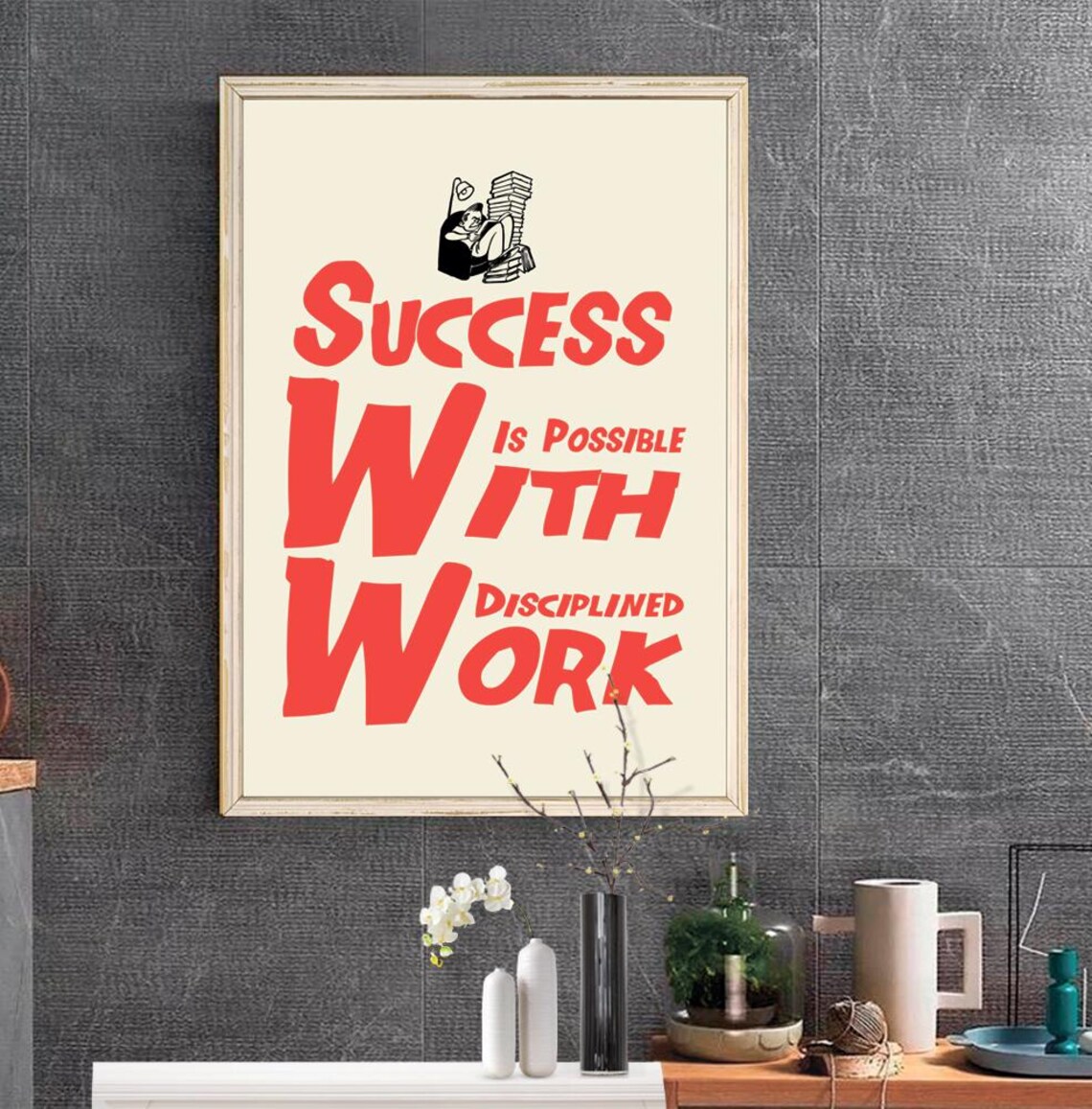 Success Is Possible With Disciplined Work Motivational Poster Study Office Quote - Image 2