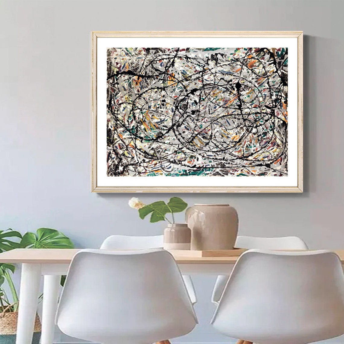 Jackson Pollock Monochrome Drip Abstract Art Poster Vintage Wall Decor - Image 2