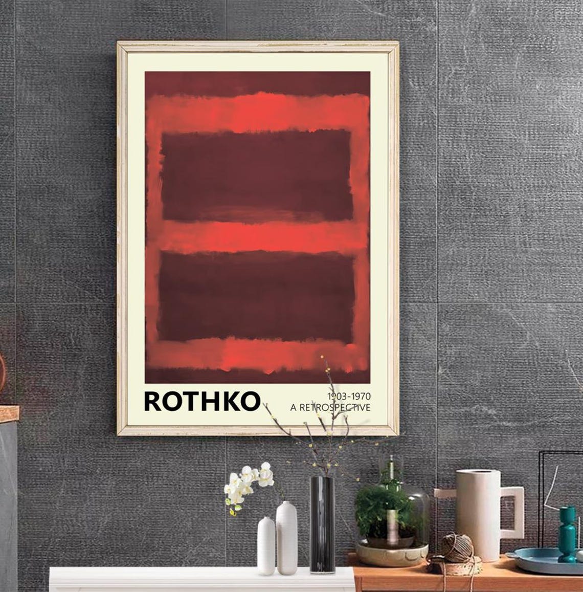 Mark Rothko Red Brown Color Field Retrospective Abstract Art Poster - Image 3