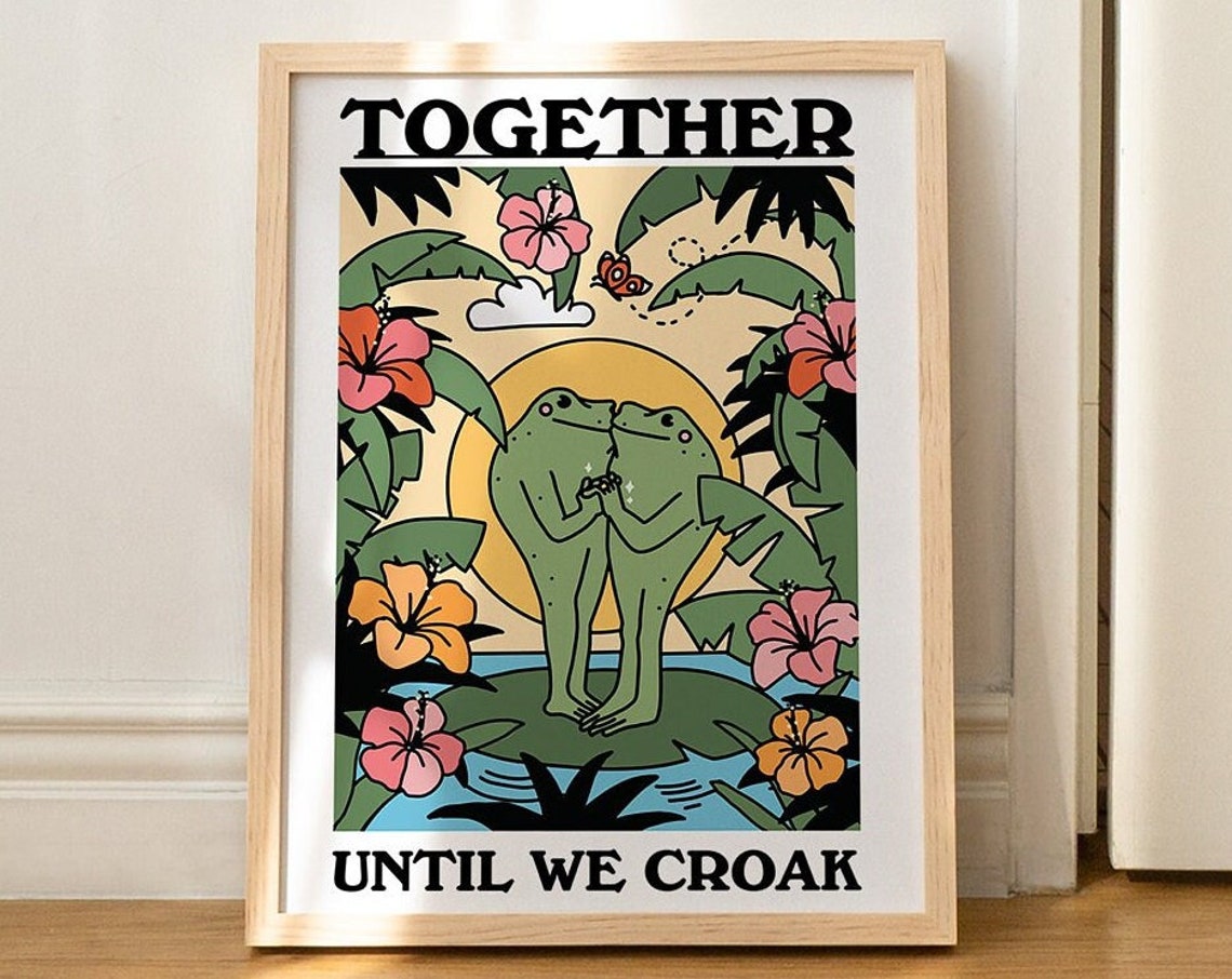 Tropical Frog Retro Mushroom Art Print