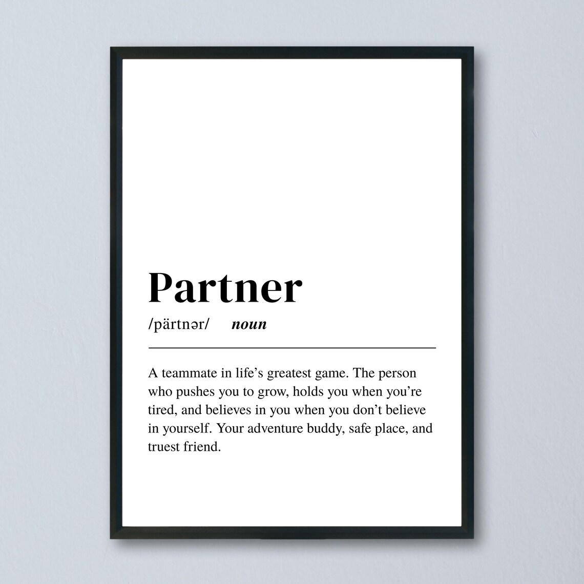 Partner Definition, Minimalist Typography Quote