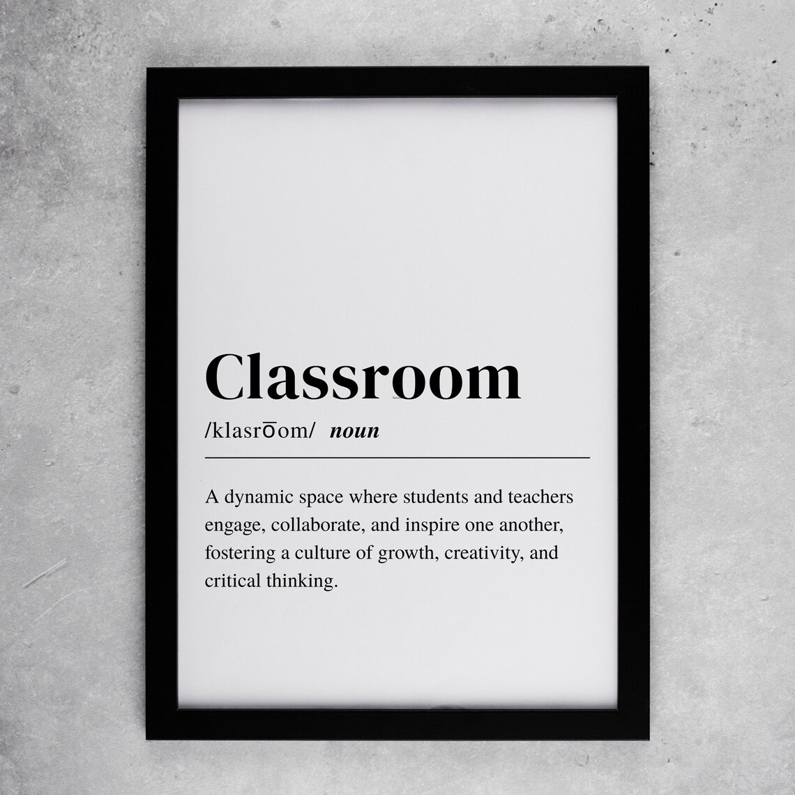 Classroom Definition Print, Minimalist Typography