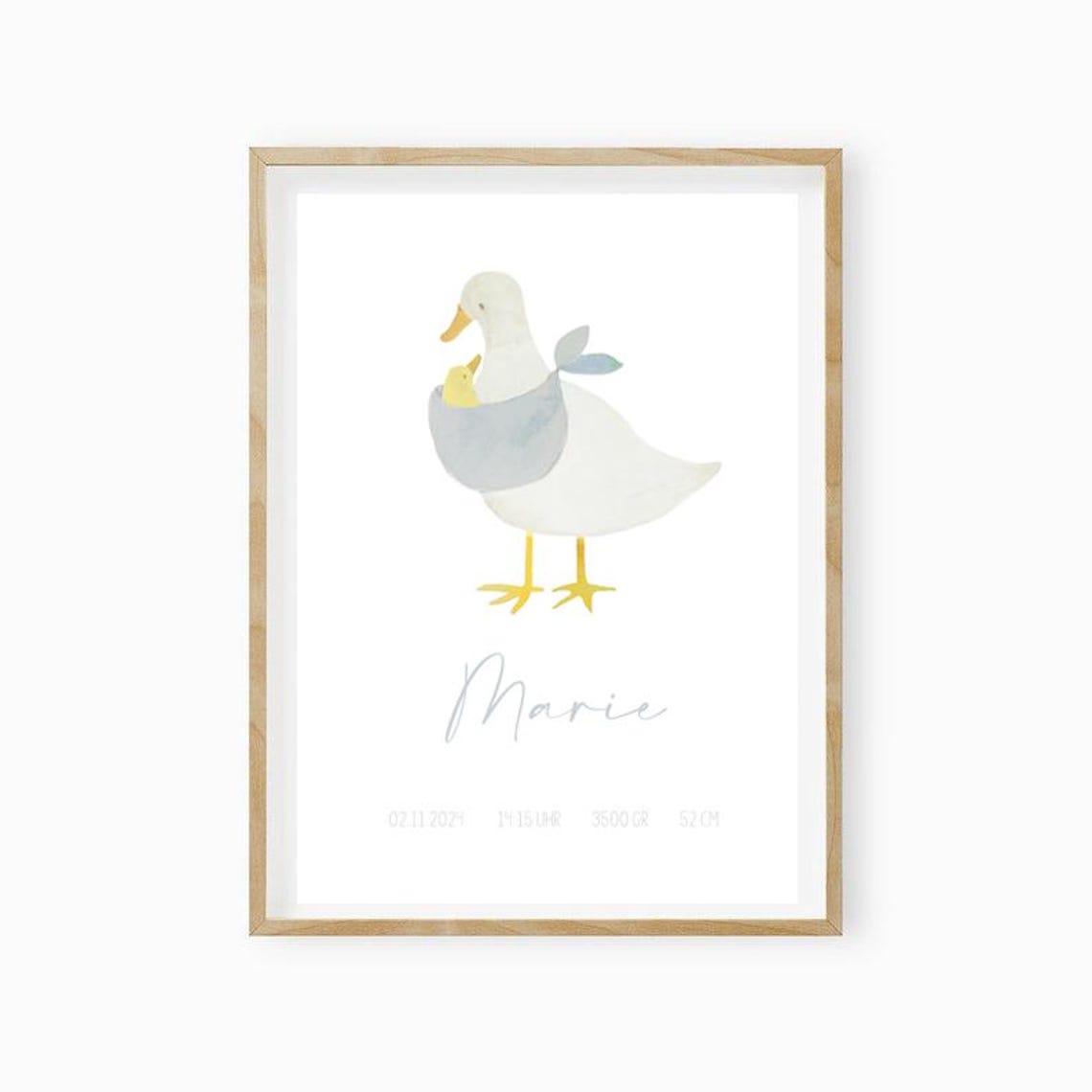 Baby Birth Stats Bird Carrying Chick Personalized Nursery Art Poster