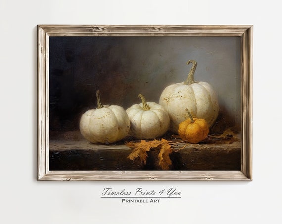 Fall Wall Decor Pumpkin Print Art Vintage Autumn Rustic