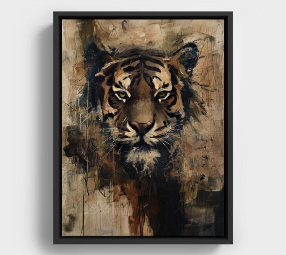 Impressionist Tiger Portrait Earthy Wildlife Art