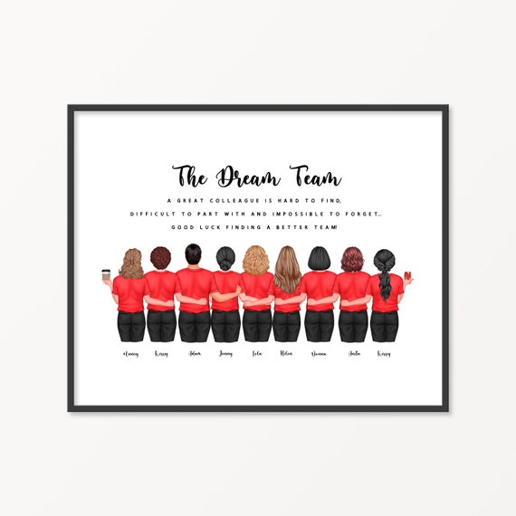 Personalised Coworker Print Portrait Of Colleagues Wall Art Coworker Gift Colleague Leaving Gift Team Member Goodbye Gift