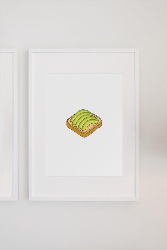 Avocado Toast Illustration, Home Decor Art Print