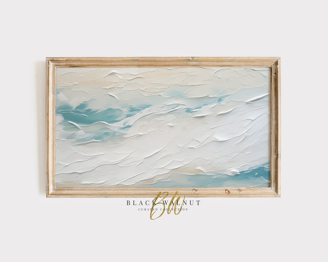 Seafoam Ocean Waves Abstract Textured White Coastal Painting Art Print