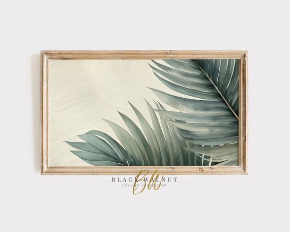 Frame Tv Art Palm Leaves Watercolor Painting Tropical Botanical For Frame Tv Modern Minimalist Abstract Aesthetic