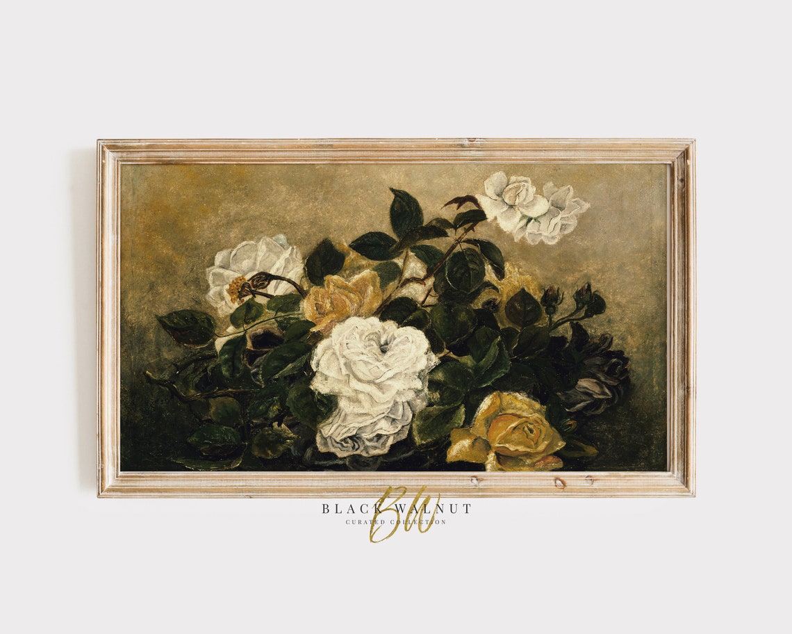 Frame Tv Art Floral Painting Antique Oil Painting Vintage Farmhouse French Country Floral Still Life Vintage Botanical