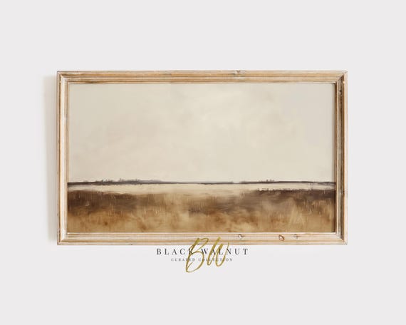 Frame Tv Art Muted Abstract Landscape Neutral Field Painting For Frame Tv Rustic Country Painting Vintage Style Tv Screensaver