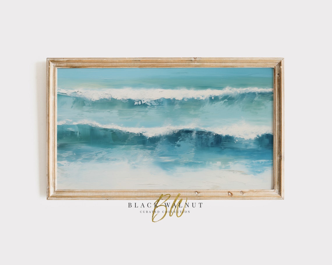 Rolling Turquoise Ocean Waves White Foam Abstract Coastal Art Poster