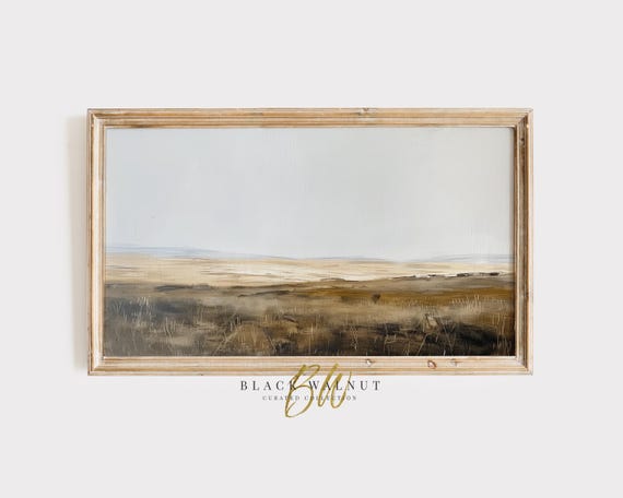 Frame Tv Abstract Art Muted Field Landscape Neutral Meadow Painting Frame Tv Rustic Country Painting Vintage Style Screensaver