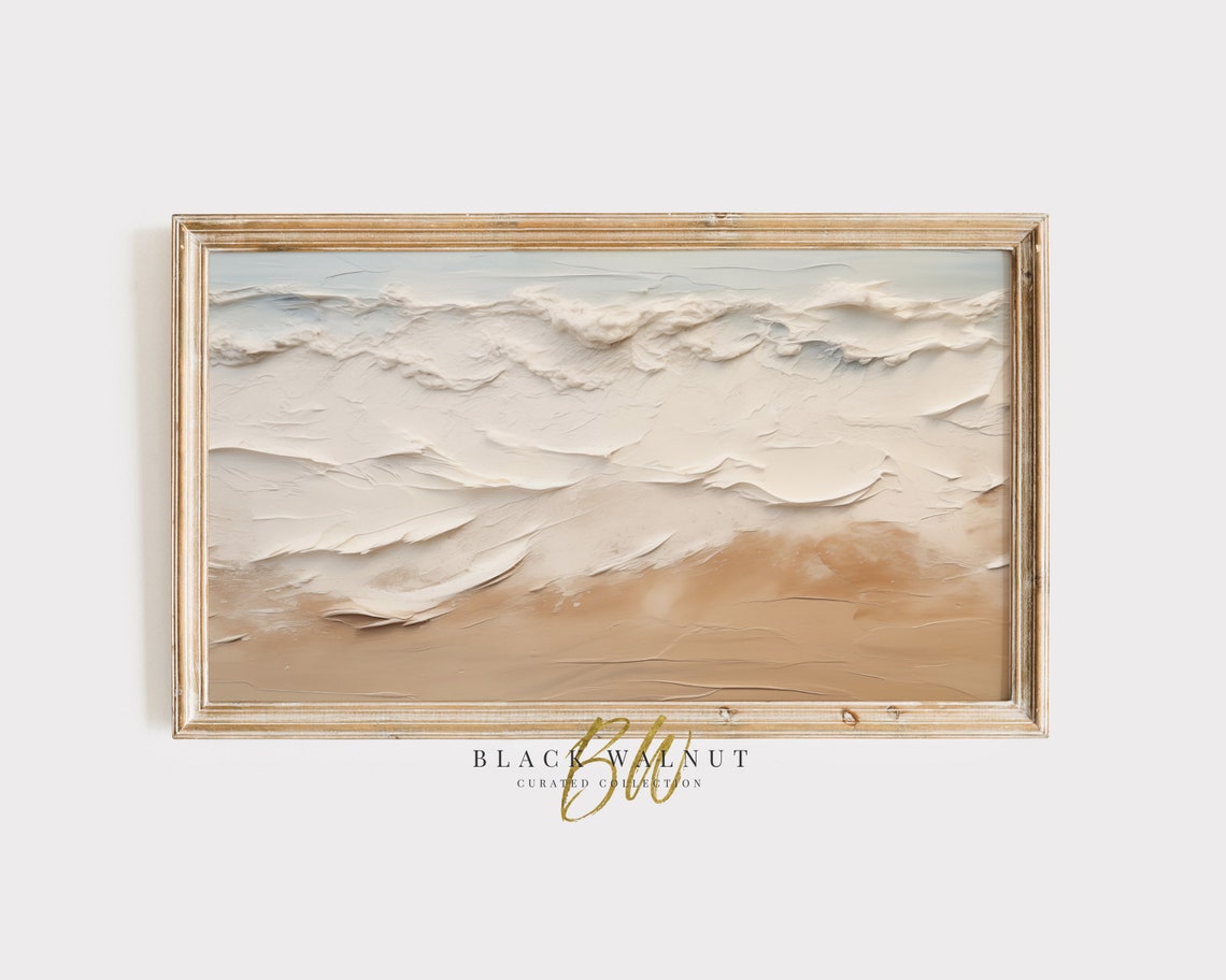 Abstract Textured Ocean Waves Neutral Beach Coastal Wall Art Poster