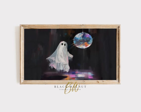 Frame Tv Art Disco Ghost Halloween Party Frame Cute Ghost Frame Tv Art Frame Tv Art Painting Tv Screensaver