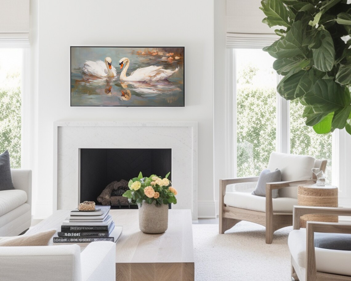 Swans Coquette Room Decor, Vintage Style Art Print - Image 2