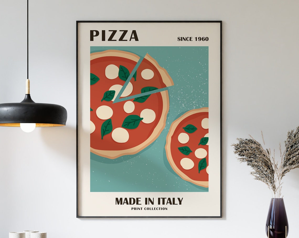 Pizza Made in Italy Since 1960 Margherita Kitchen Decor Poster - Image 3