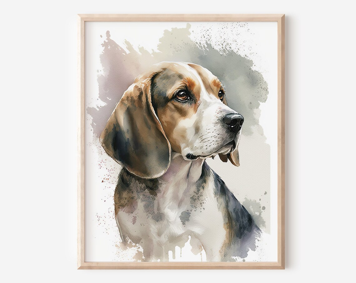 Beagle Watercolor Portrait Gentle Hound Dog Lover Art Poster
