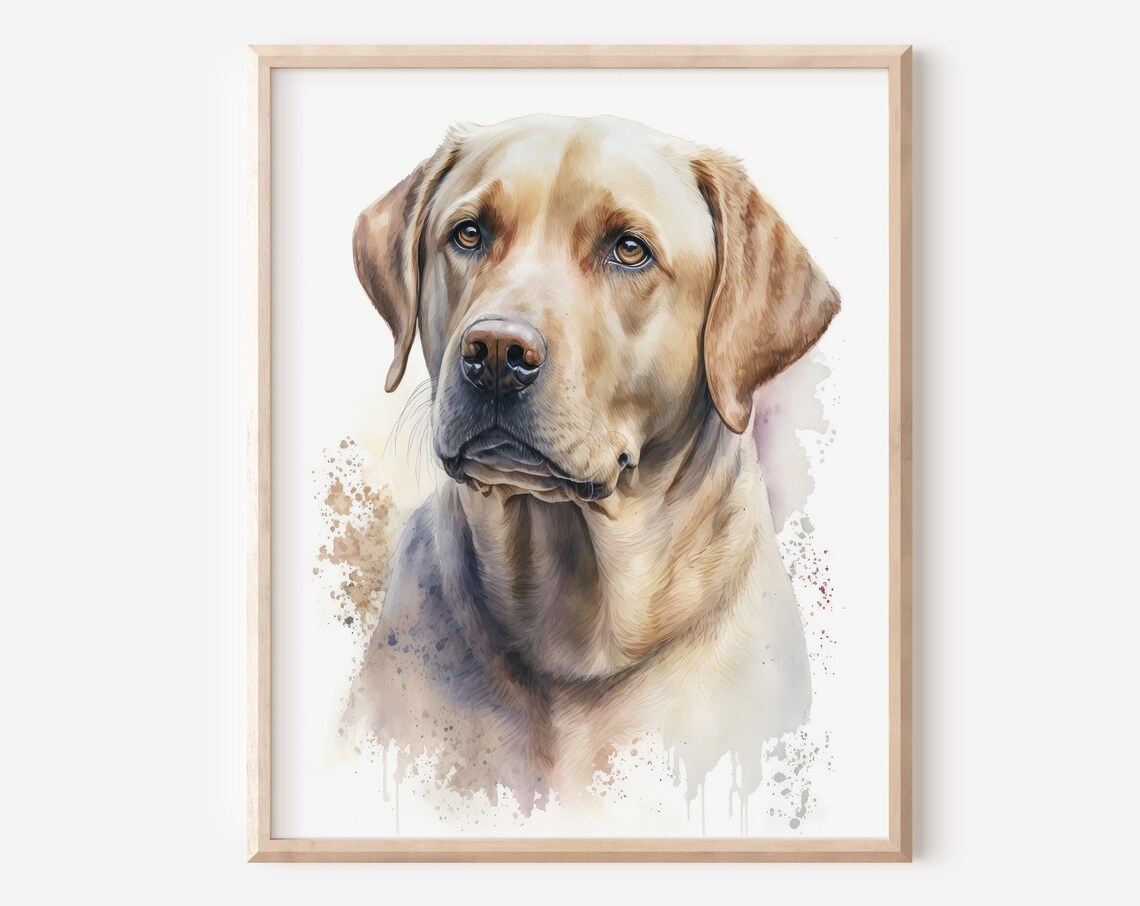 Labrador Retriever Watercolor Painting, Lab Mom