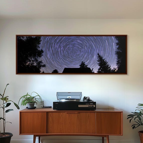 Huge Wall Art Time Lapse Photography Style Print Panoramic Wall Art Wood Framed Farmhouse Decor Unique Wall Art