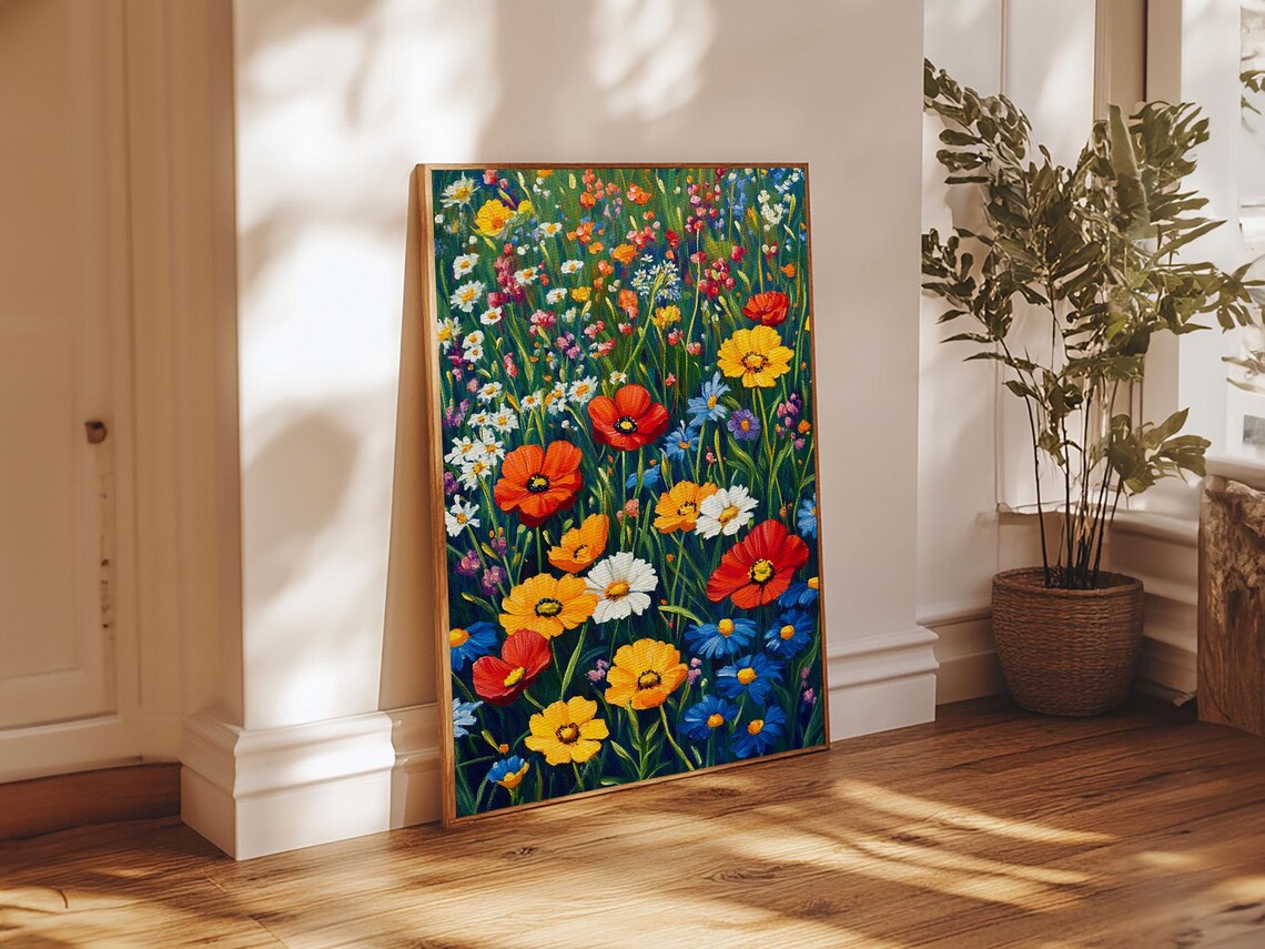 Vibrant Wildflower Field Red Poppies Colorful Floral Art Poster - Image 4