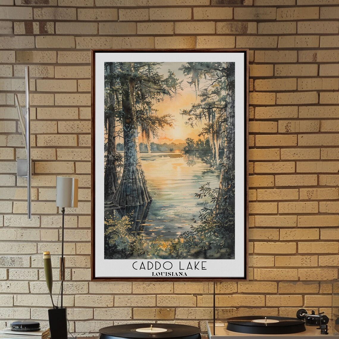 Caddo Lake Louisiana Watercolor Landscape Travel Poster - Image 2