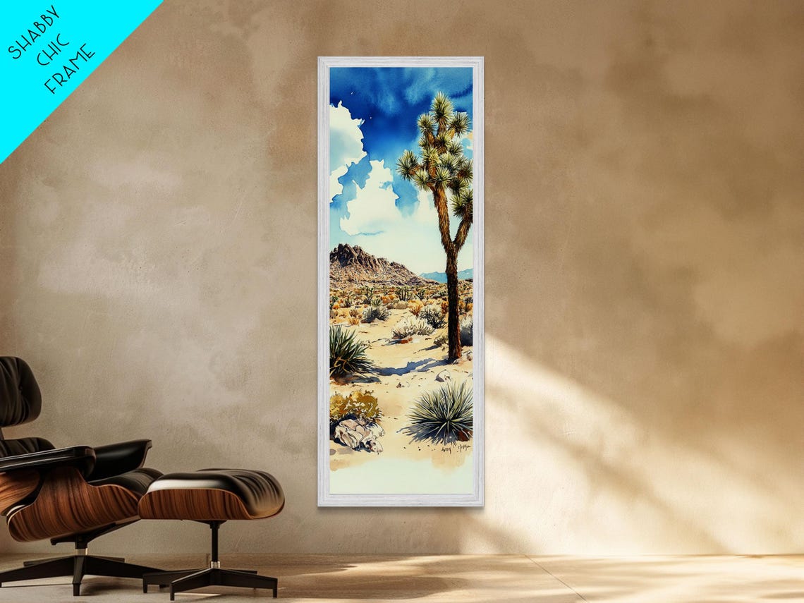 Retro Joshua Tree Desert Mountain Vista Bright Sky Southwest Wall Art - Image 3