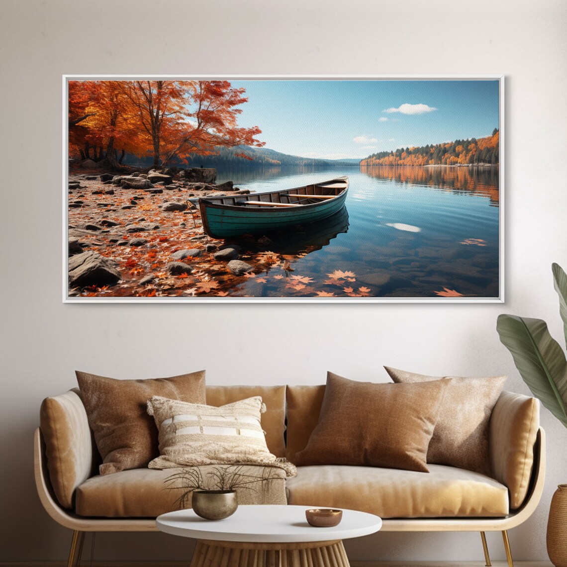 Pacific Northwest Lake With Canoe, Fall Photo Print - Image 5