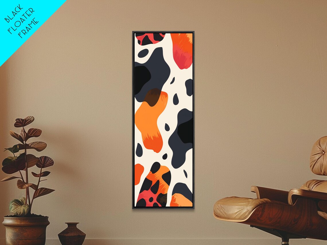 Abstract Boho Leopard Spots Pattern Cream Black Orange Modern Style Poster - Image 6