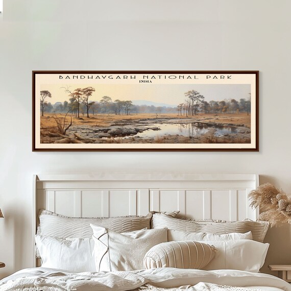 Bandhavgarh National Park India Golden Savanna Waterhole Travel Poster