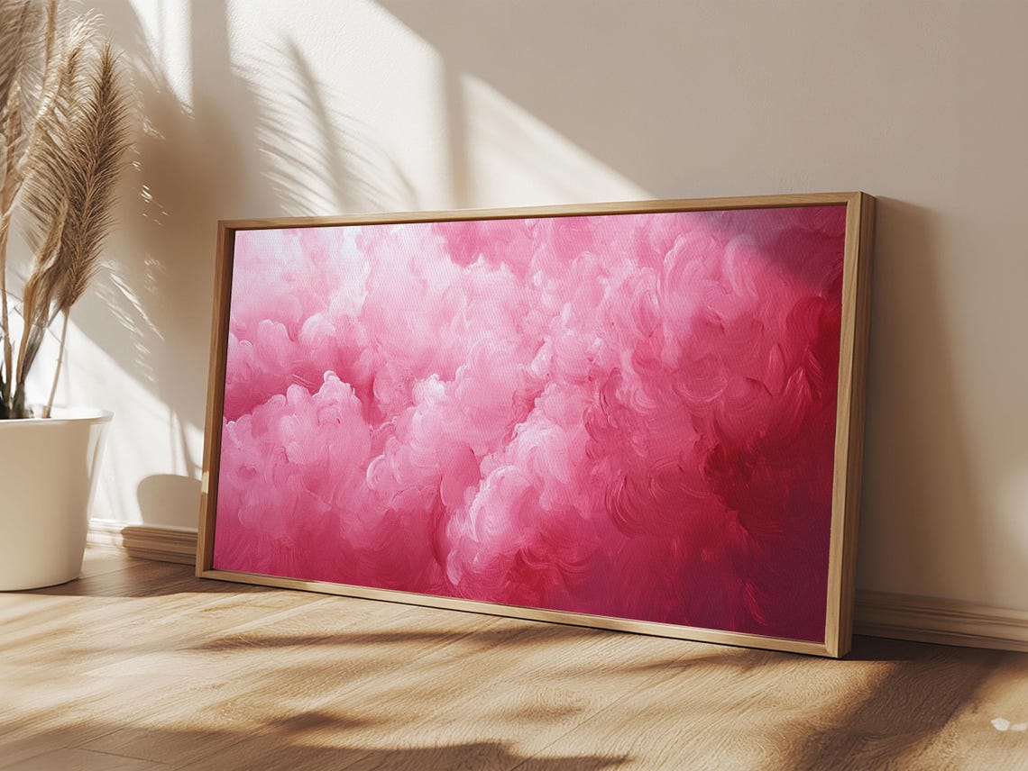 Dreamy Pink Clouds Abstract Swirls Romantic Modern Wall Art Print - Image 2