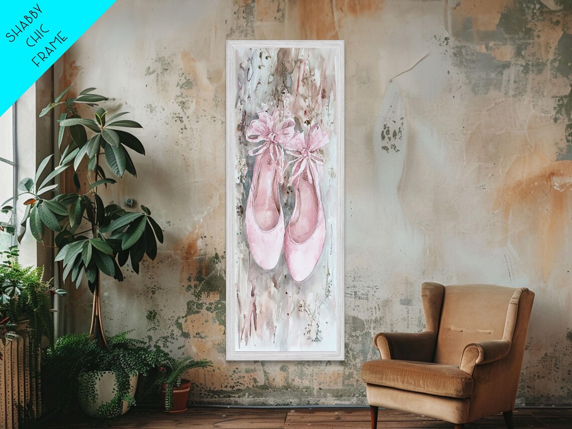 Pink Ballet Shoes Ribbons Watercolor Dancer Gift Wall Art Poster - Image 6