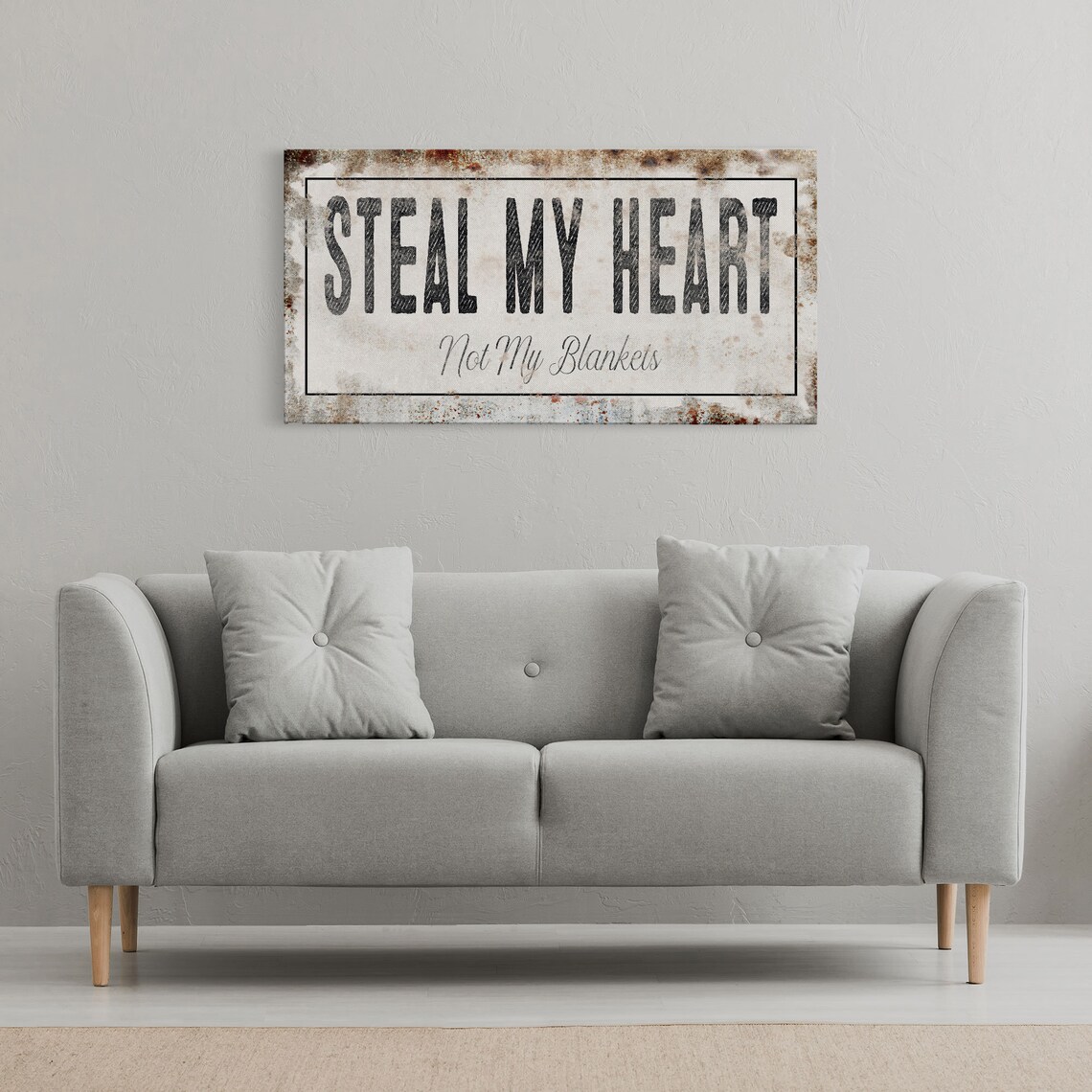 Steal My Heart Not My Blankets Rustic Farmhouse Bedroom Sign Wall Art