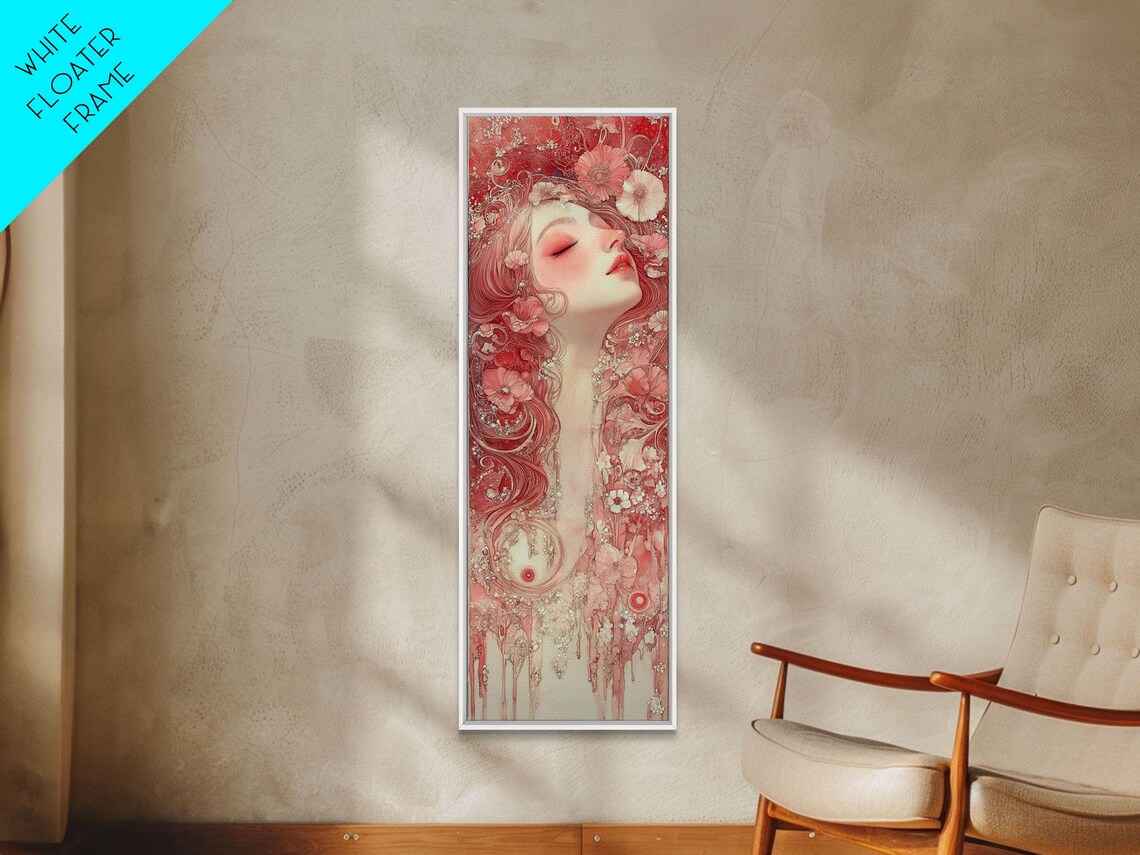 Pink Art Nouveau Goddess Portrait Floral Dreamy Wall Art Poster - Image 5