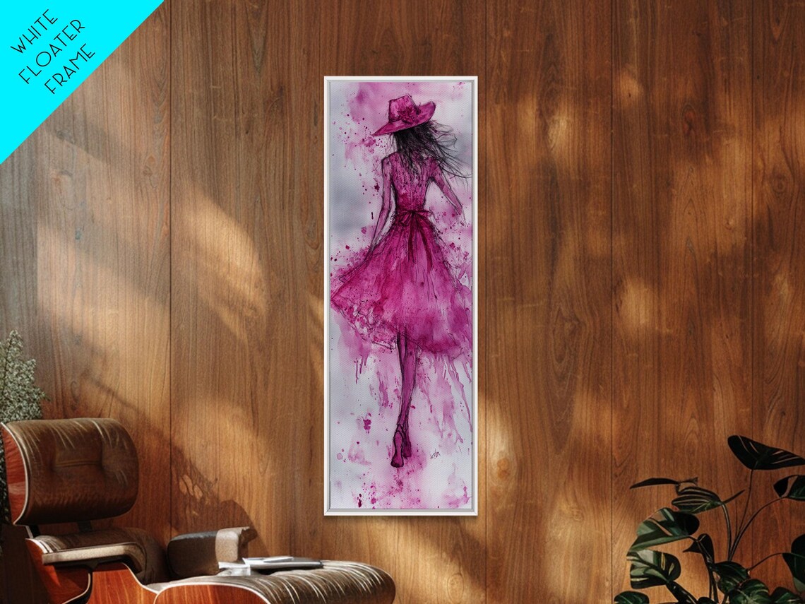 Pink Dress Fashion Illustration Watercolor Feminine Chic Wall Poster - Image 6
