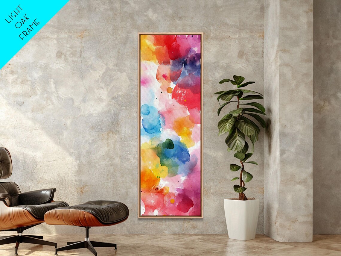 Pastel Rainbow Watercolor Wash Light Pink Blue Yellow Minimalist Vertical Poster - Image 4