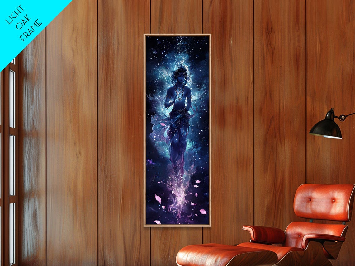 Blue Krishna In Cosmic Galaxy Hindu Deity Spiritual Art Poster - Image 3