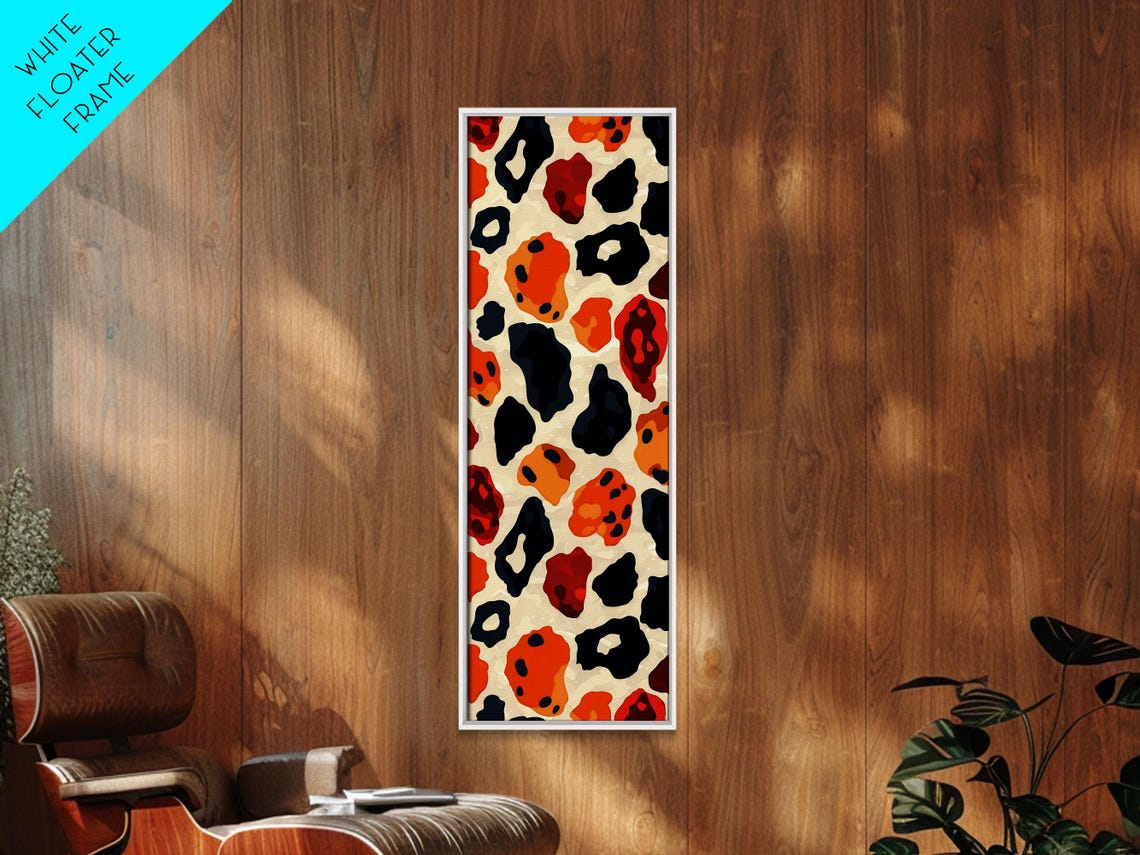 Retro 70s Cheetah Print Orange Black Cream Vintage Pattern Wall Poster - Image 3