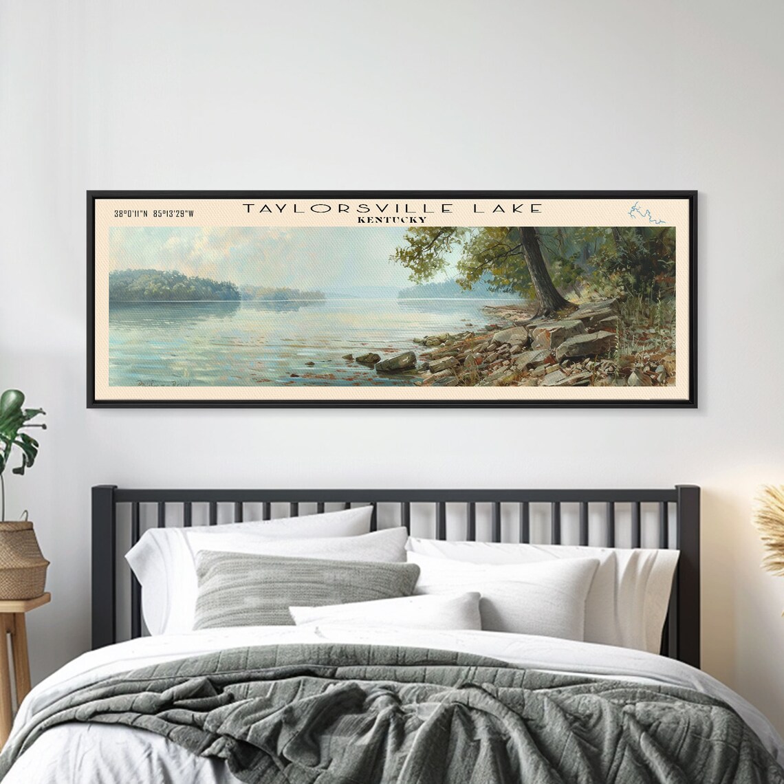 Taylorsville Lake Kentucky Leaning Tree Rocky Shore Calm Travel Poster - Image 2