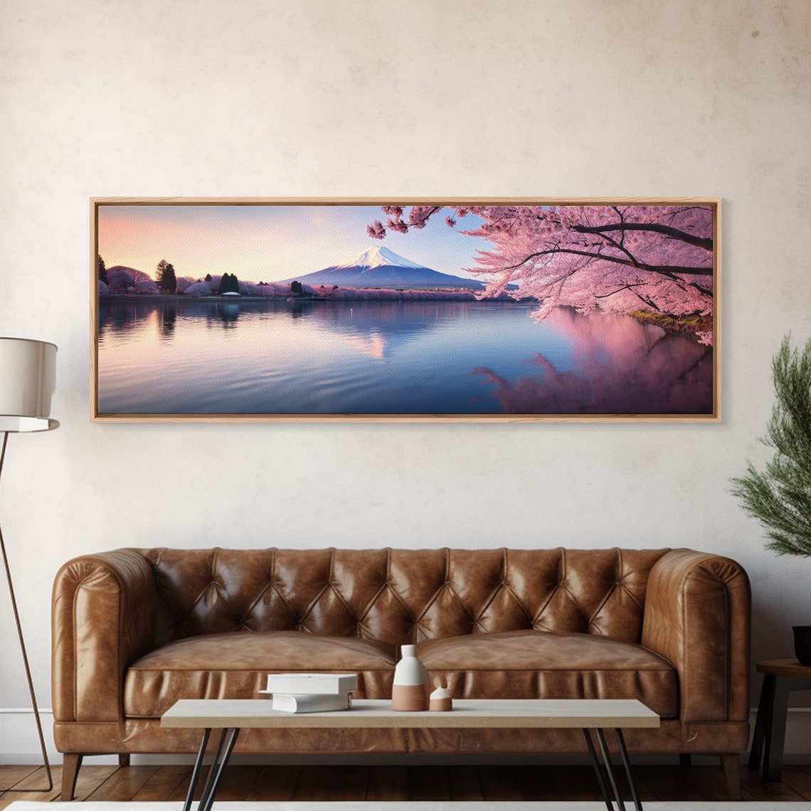 Mount Fuji Japan Cherry Blossom Lake Reflection Pink Sunset Poster - Image 5