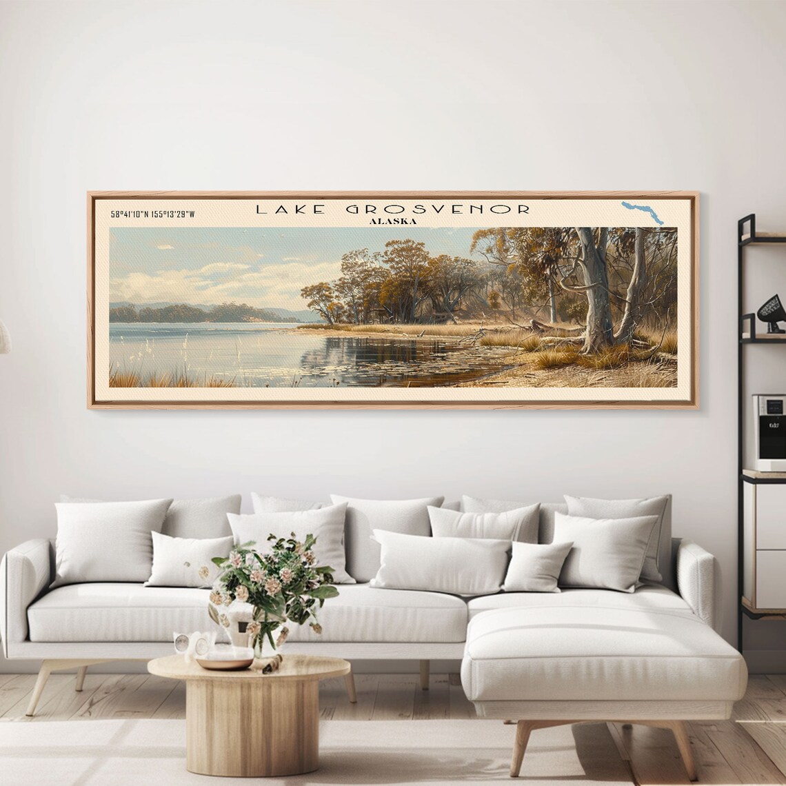 Lake Grosvenor Alaska Golden Cove Sunlit Trees Panoramic Travel Poster - Image 3