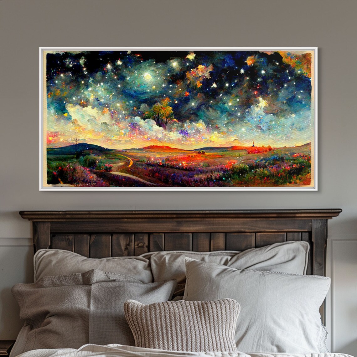 Starry Night Sky Landscape, Abstract Art Print - Image 4