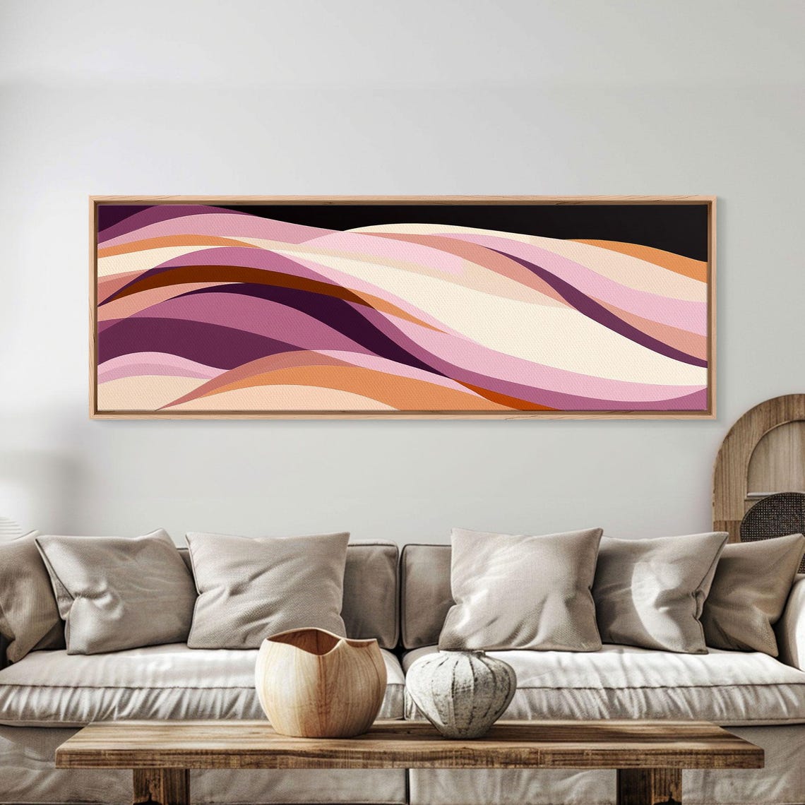 Lavender Lilac Flowing Waves Abstract Purple Retro Art Poster - Image 2